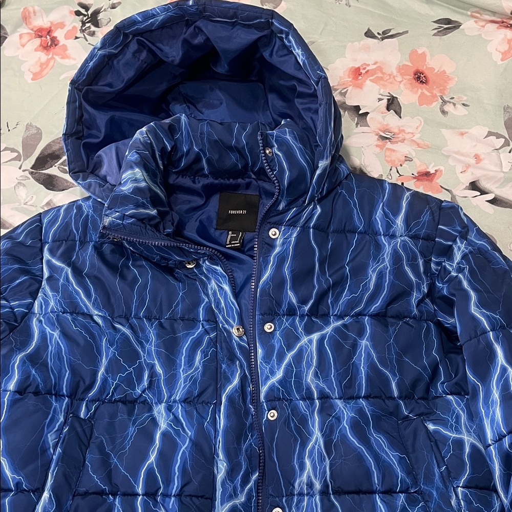 Blue Lightning Puffer Jacket